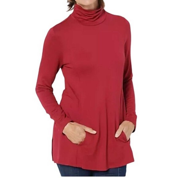 Susan Graver Weekend Jersey Turtleneck Tunic MEDIUM PETITE (1123) - Picture 1 of 5
